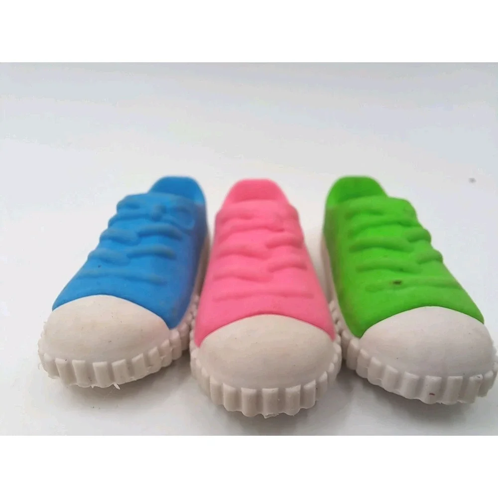 Vintage Lot of 3 Pencil Eraser Sneakers Blue Pink Green Retro 90's